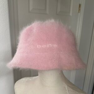 Vintage Y2K Bebe Pink Fuzzy Angora Blend Bucket Hat